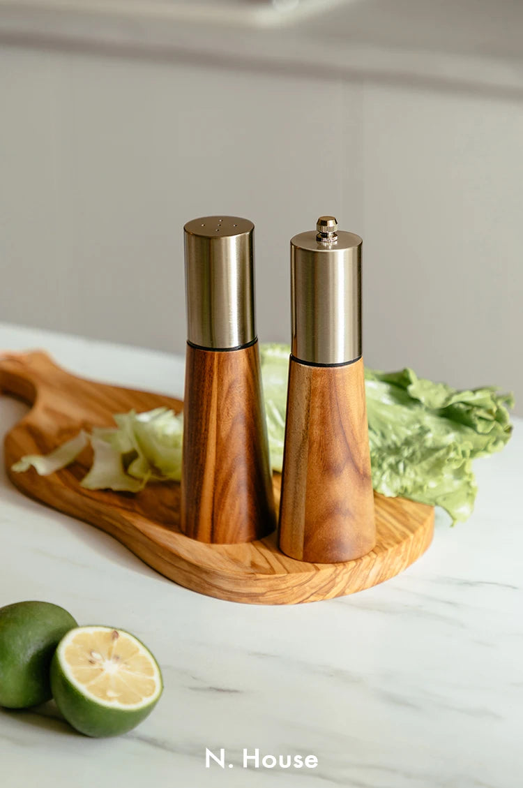 Black pepper grinder sea salt pepper grinder manual acacia wood pepper mill seasoning jar BBQ Japanese style